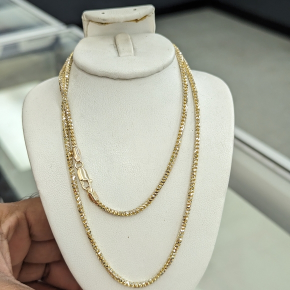 10kt Real Solid Gold Round Diamond Cut Franco Chain 2.5mm 24 Inches